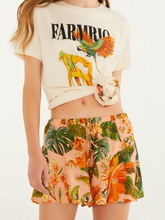FARM Rio Pants - Farm Rio multicolor birds canto dos pássaros shorts